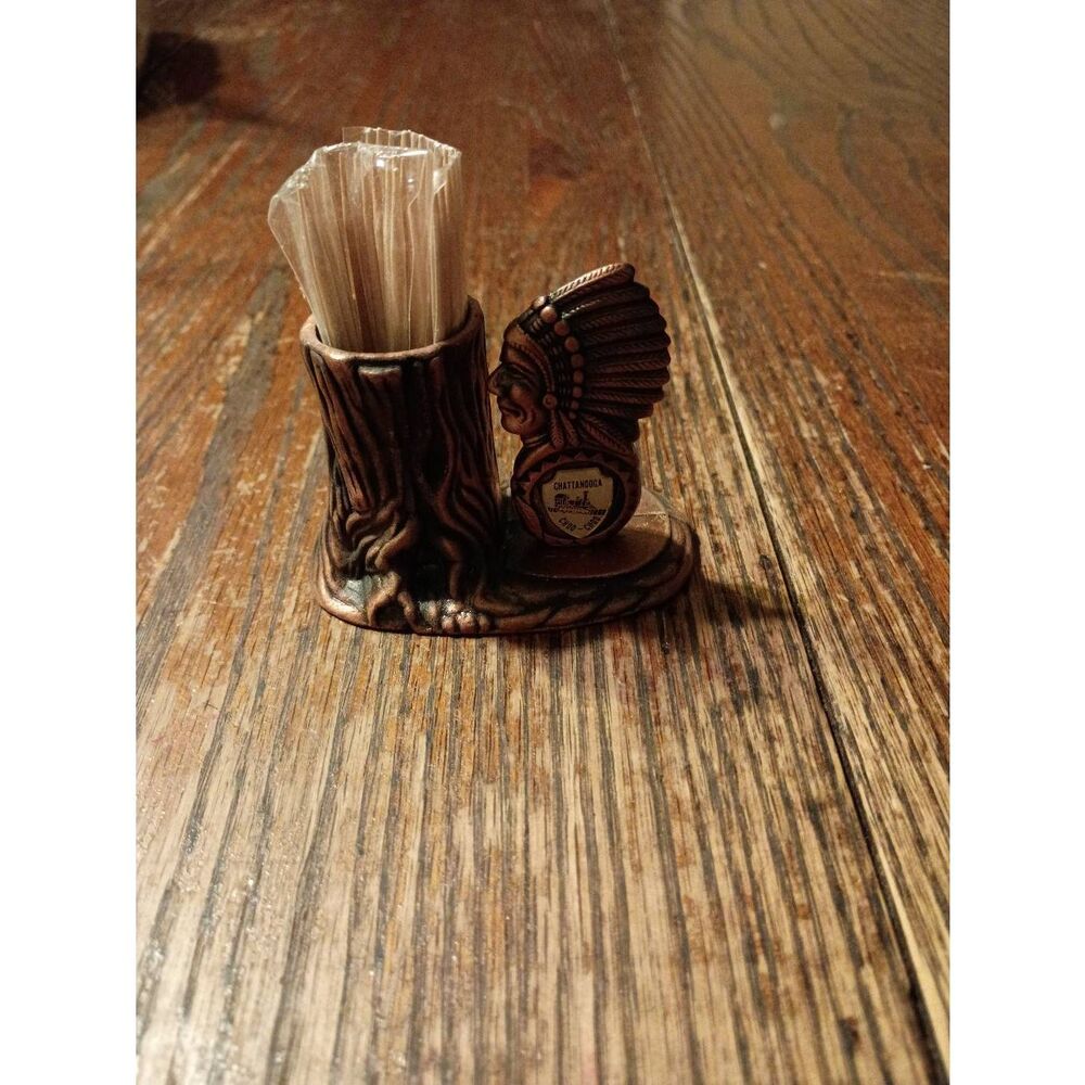 Vintage New Cast Metal Chattanooga Choo Choo TN Indian Head Toothpick Holder